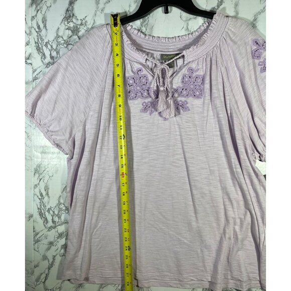 Style & Co. Womens Sandy Lavender Embroidered Vacay Top Size XL - Picture 3 of 7